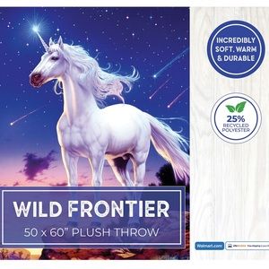 NWT Steve Read Wild Frontier 50” x 60” Plush Unicorn Blanket/Throw